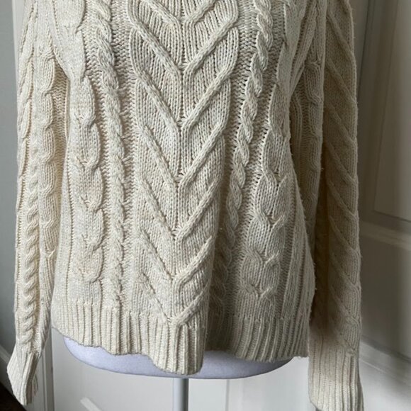 COTTON EMPORIUM White Cable Knit Crewneck Knit Pullover Sweater Size Small - Picture 9 of 15